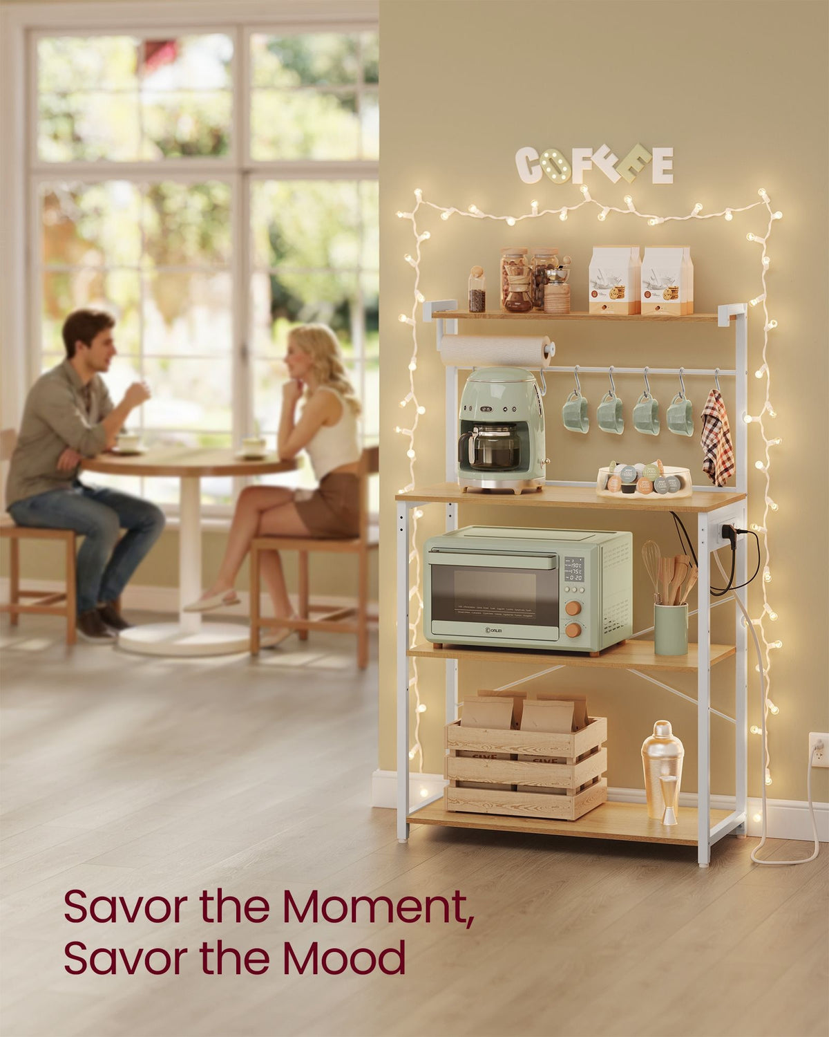 Kitchen Bakers Rack With Power Outlet And Flexible Shelving - product photo 25