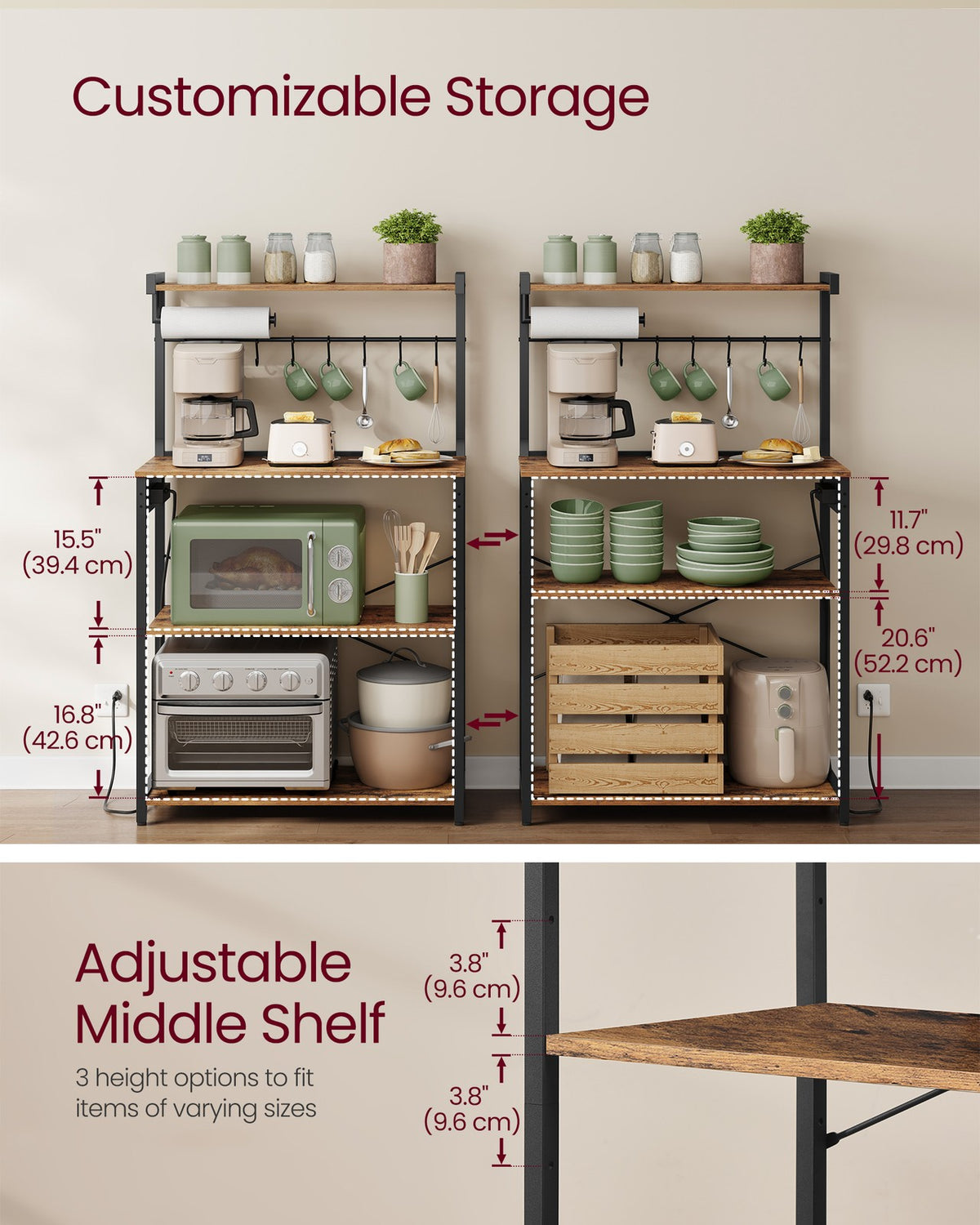Kitchen Bakers Rack With Power Outlet - product photo 04