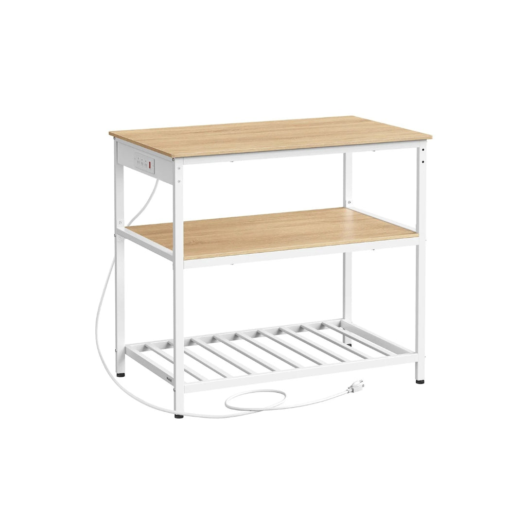 Kitchen Island with Power Outlet and 3-Tier Storage Shelves – product view 2 | Ridgefield Furniture