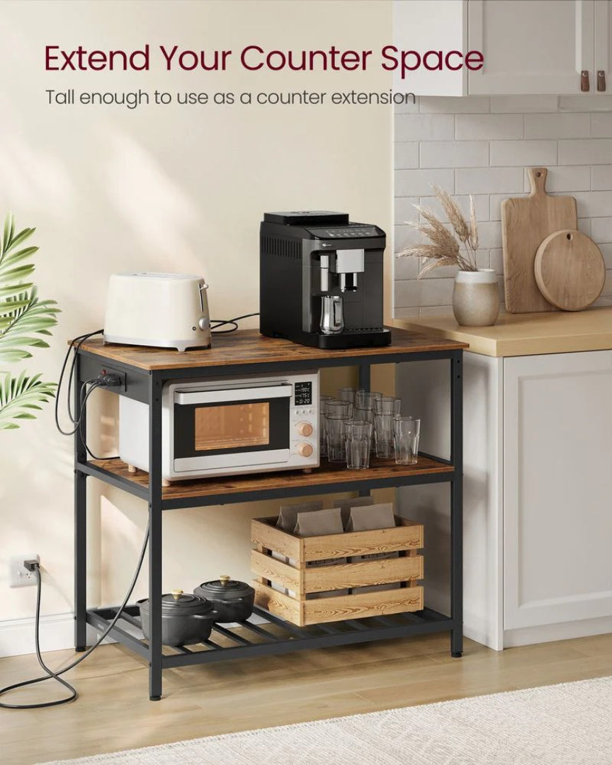 Kitchen Island with Power Outlet and 3-Tier Storage Shelves – product view 4 | Ridgefield Furniture