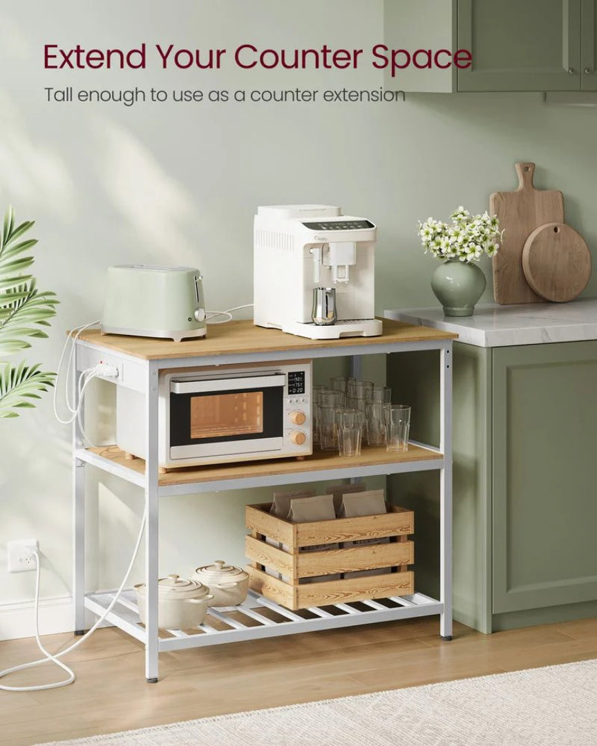 Kitchen Island with Power Outlet and 3-Tier Storage Shelves – product view 9 | Ridgefield Furniture