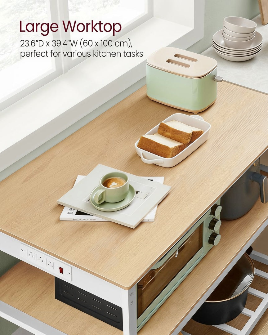 Kitchen Island with Power Outlet and 3-Tier Storage Shelves – product view 11 | Ridgefield Furniture