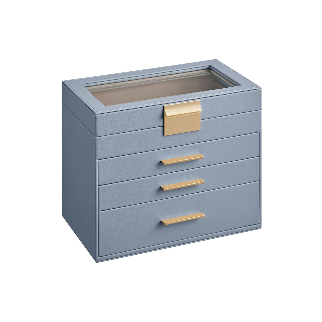 Large Jewelry Box With Glass Lid 4 Or 6 Layer Organizer – product view 6 | Ridgefield Furniture