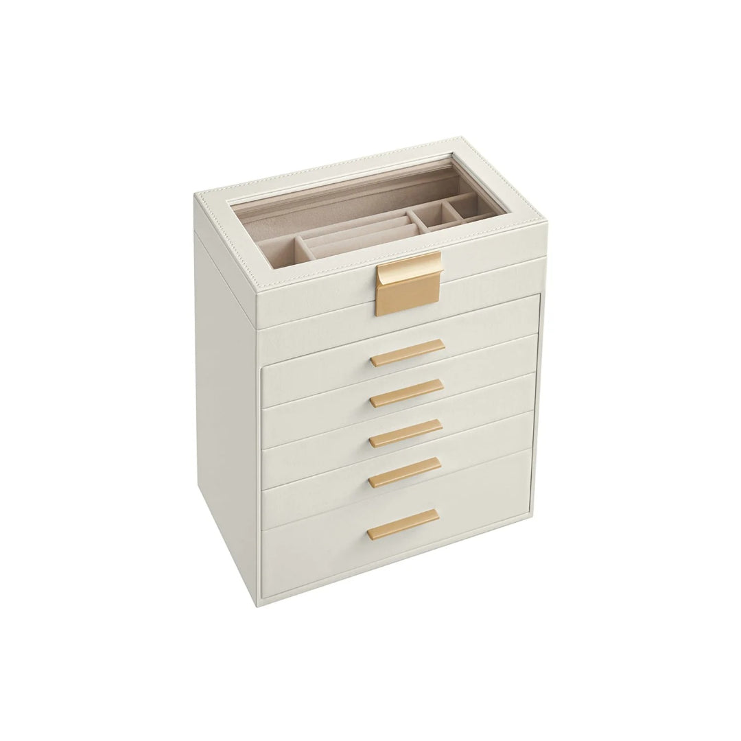 Large Jewelry Box With Glass Lid 4 Or 6 Layer Organizer – product view 10 | Ridgefield Furniture