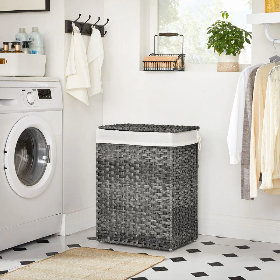 Laundry Basket With Lid 23.8 Gallon Rattan Hamper 23.6in High – product view 6 | Ridgefield Furniture