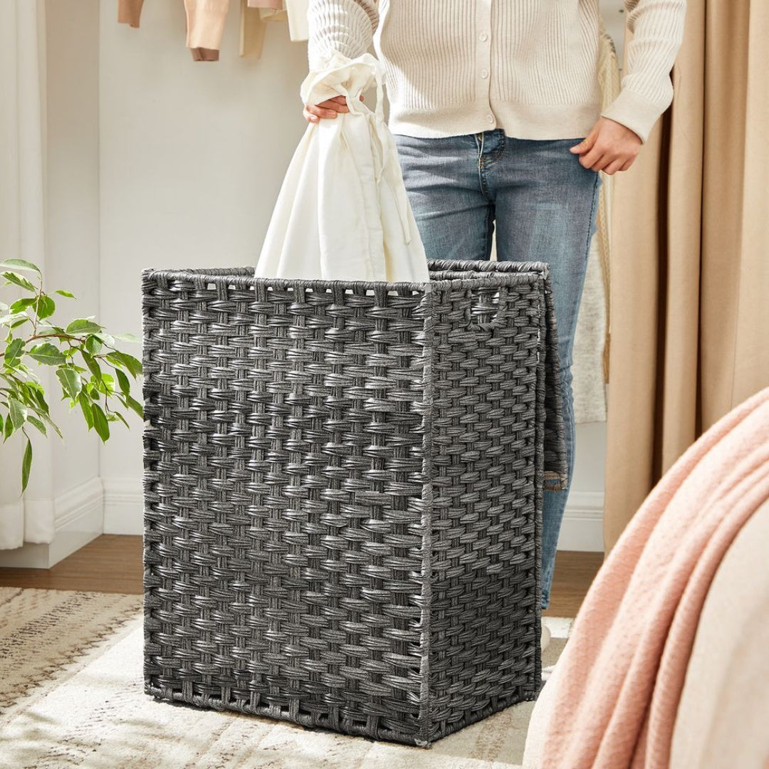 Laundry Basket With Lid 23.8 Gallon Rattan Hamper 23.6in High – product view 9 | Ridgefield Furniture