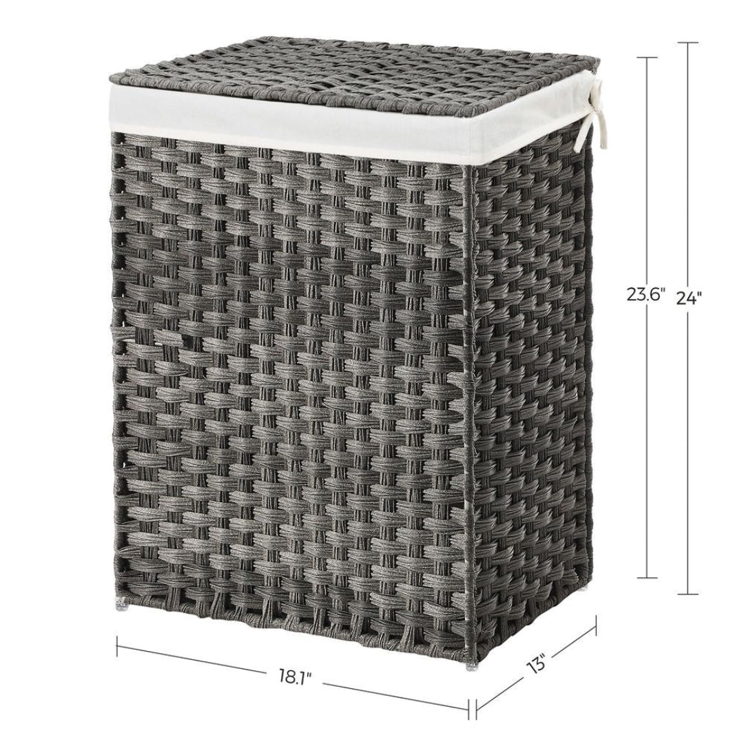 Laundry Basket With Lid 23.8 Gallon Rattan Hamper 23.6in High – product view 10 | Ridgefield Furniture