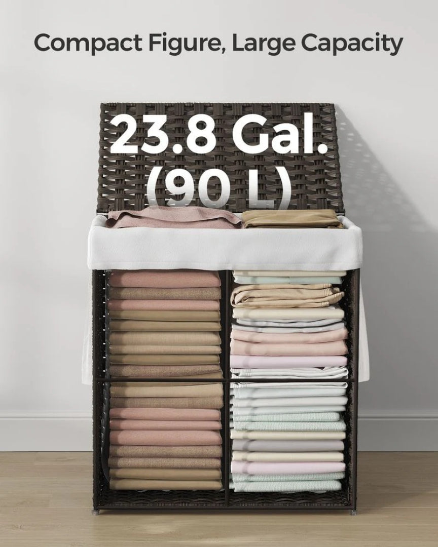 Laundry Basket With Lid 23.8 Gallon Rattan Hamper 23.6in High – product view 15 | Ridgefield Furniture