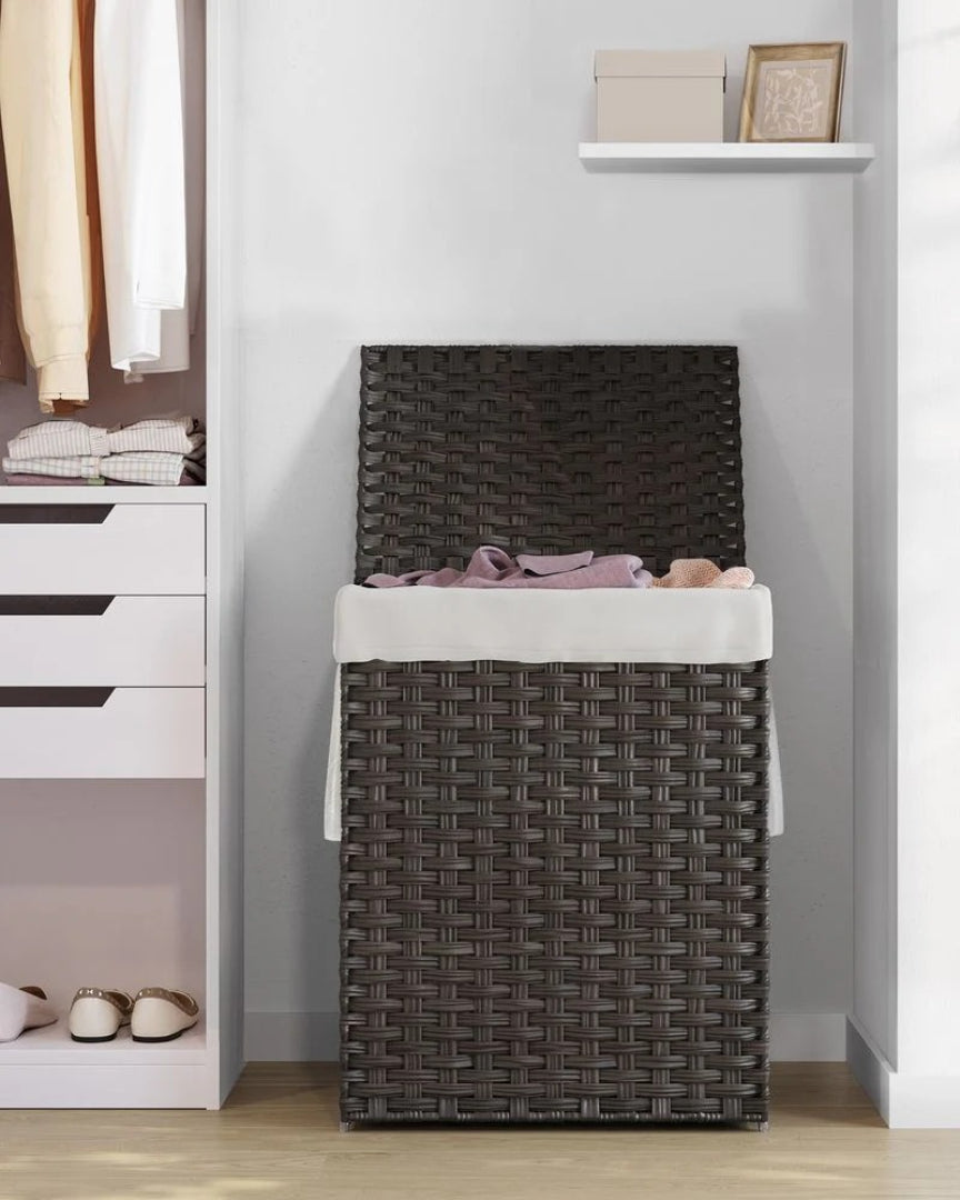 Laundry Basket With Lid 23.8 Gallon Rattan Hamper 23.6in High – product view 19 | Ridgefield Furniture