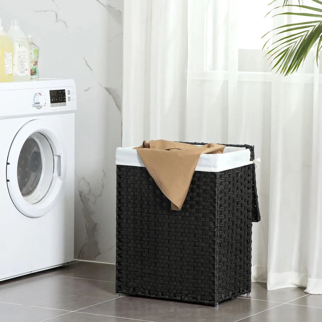 Laundry Basket With Lid 23.8 Gallon Rattan Hamper 23.6in High – product view 23 | Ridgefield Furniture
