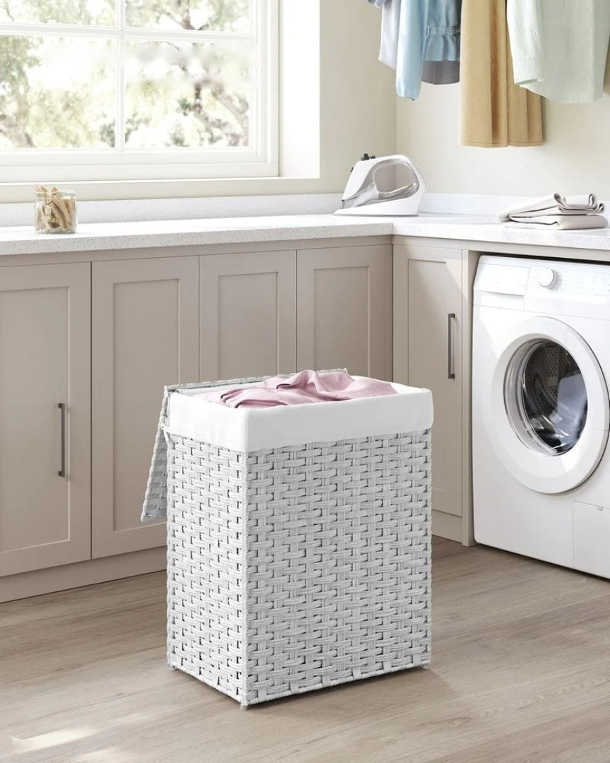 Laundry Basket With Lid 23.8 Gallon Rattan Hamper 23.6in High – product view 24 | Ridgefield Furniture
