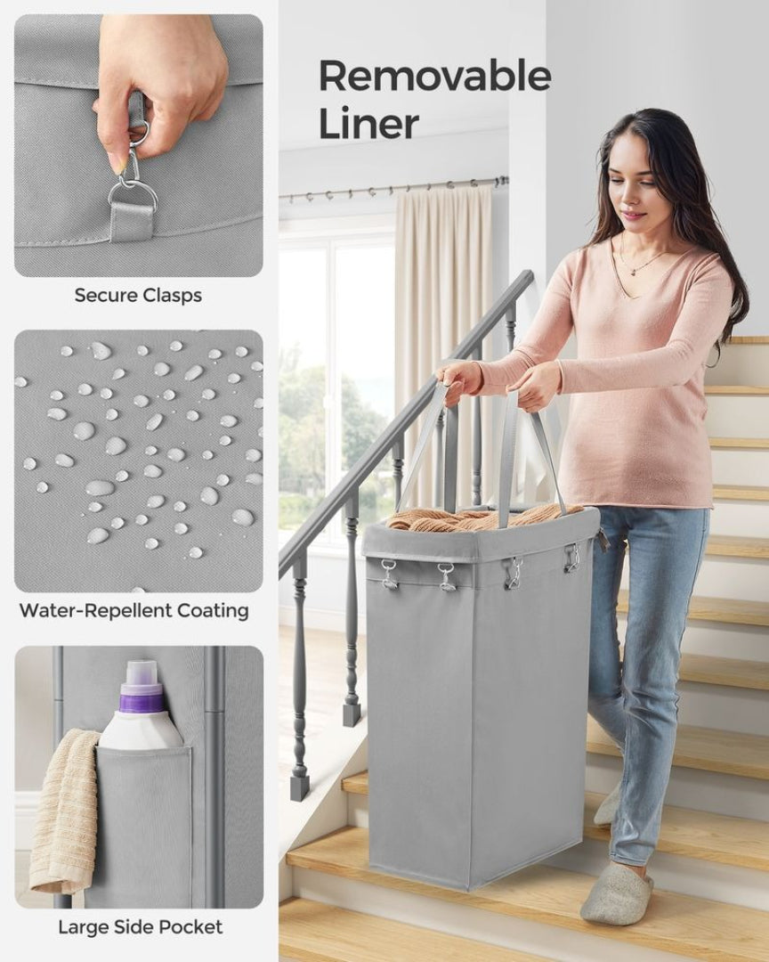 Laundry Basket With Wheels 23.8 Gallon Slim Hamper 31.9in High – product view 4 | Ridgefield Furniture