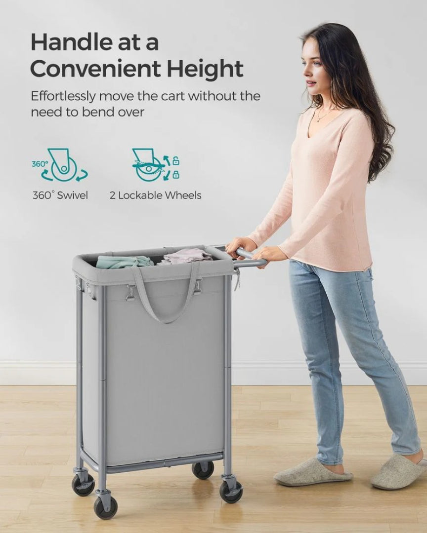 Laundry Basket With Wheels 23.8 Gallon Slim Hamper 31.9in High – product view 6 | Ridgefield Furniture