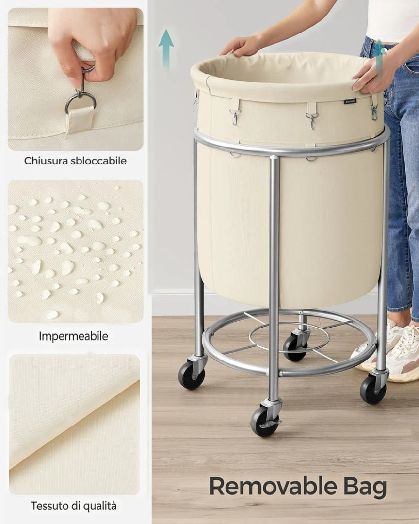 Laundry Basket With Wheels 29 Gallon Removable Bag 28in High – product view 10 | Ridgefield Furniture