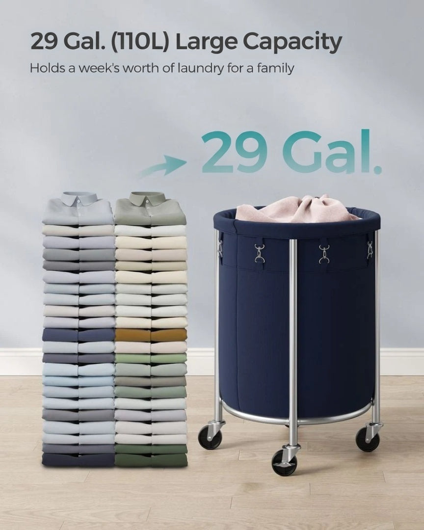 Laundry Basket With Wheels 29 Gallon Removable Bag 28in High – product view 14 | Ridgefield Furniture