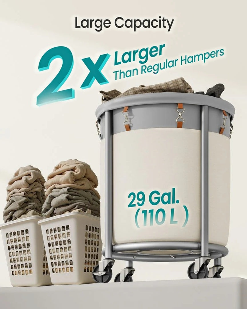 Laundry Basket With Wheels 29 Gallon Removable Bag 28in High – product view 16 | Ridgefield Furniture