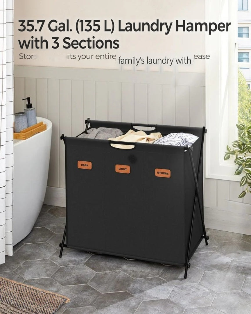Laundry Hamper 4 Section 40.9 Gallon Collapsible Sorter – product view 13 | Ridgefield Furniture