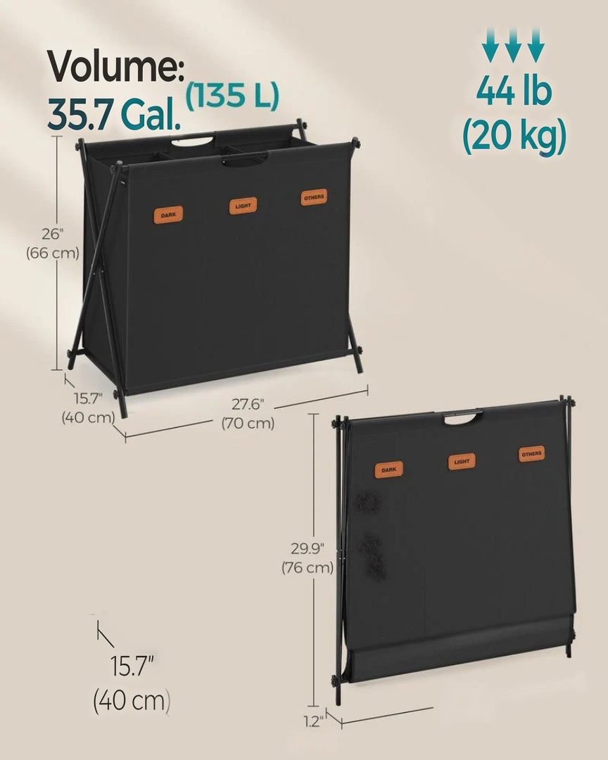 Laundry Hamper 4 Section 40.9 Gallon Collapsible Sorter – product view 14 | Ridgefield Furniture
