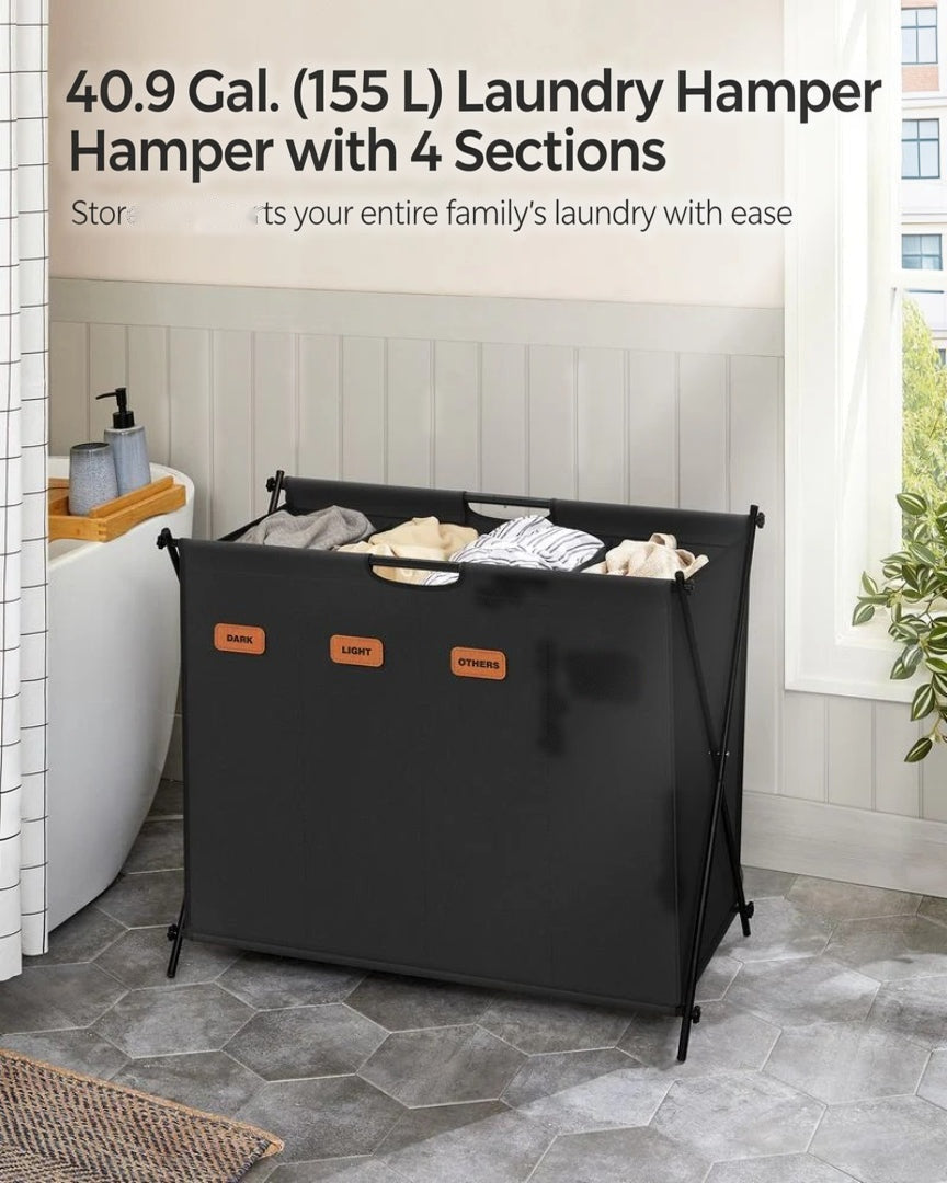 Laundry Hamper 4 Section 40.9 Gallon Collapsible Sorter – product view 16 | Ridgefield Furniture