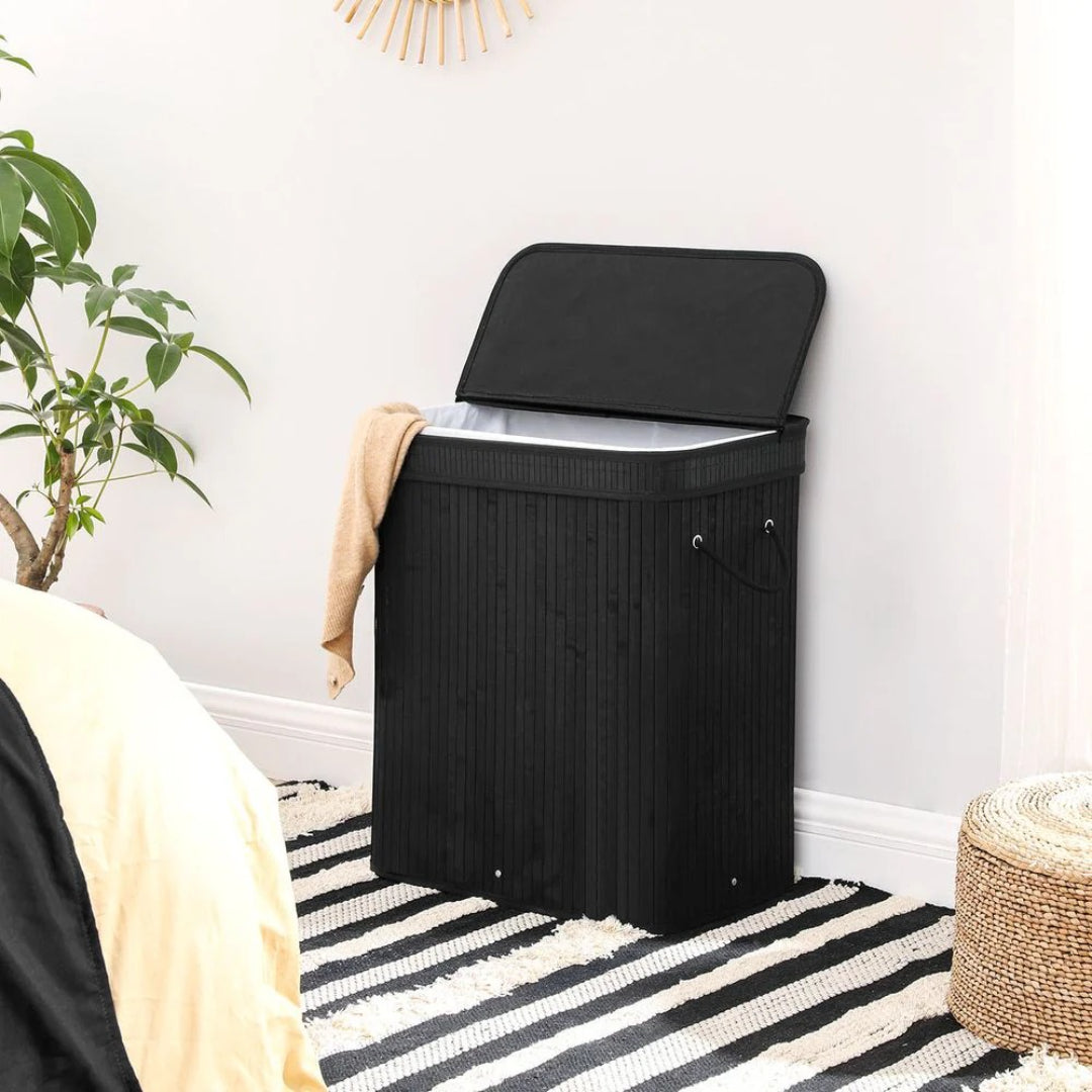 Laundry Hamper With Lid 26.4 Gallon Bamboo Basket 24in High – product view 4 | Ridgefield Furniture