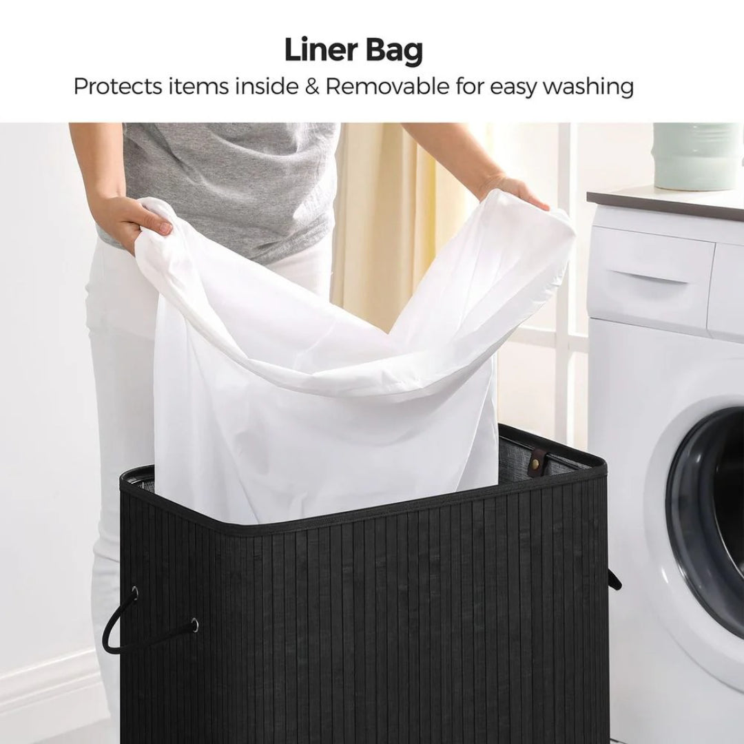 Laundry Hamper With Lid 26.4 Gallon Bamboo Basket 24in High – product view 6 | Ridgefield Furniture