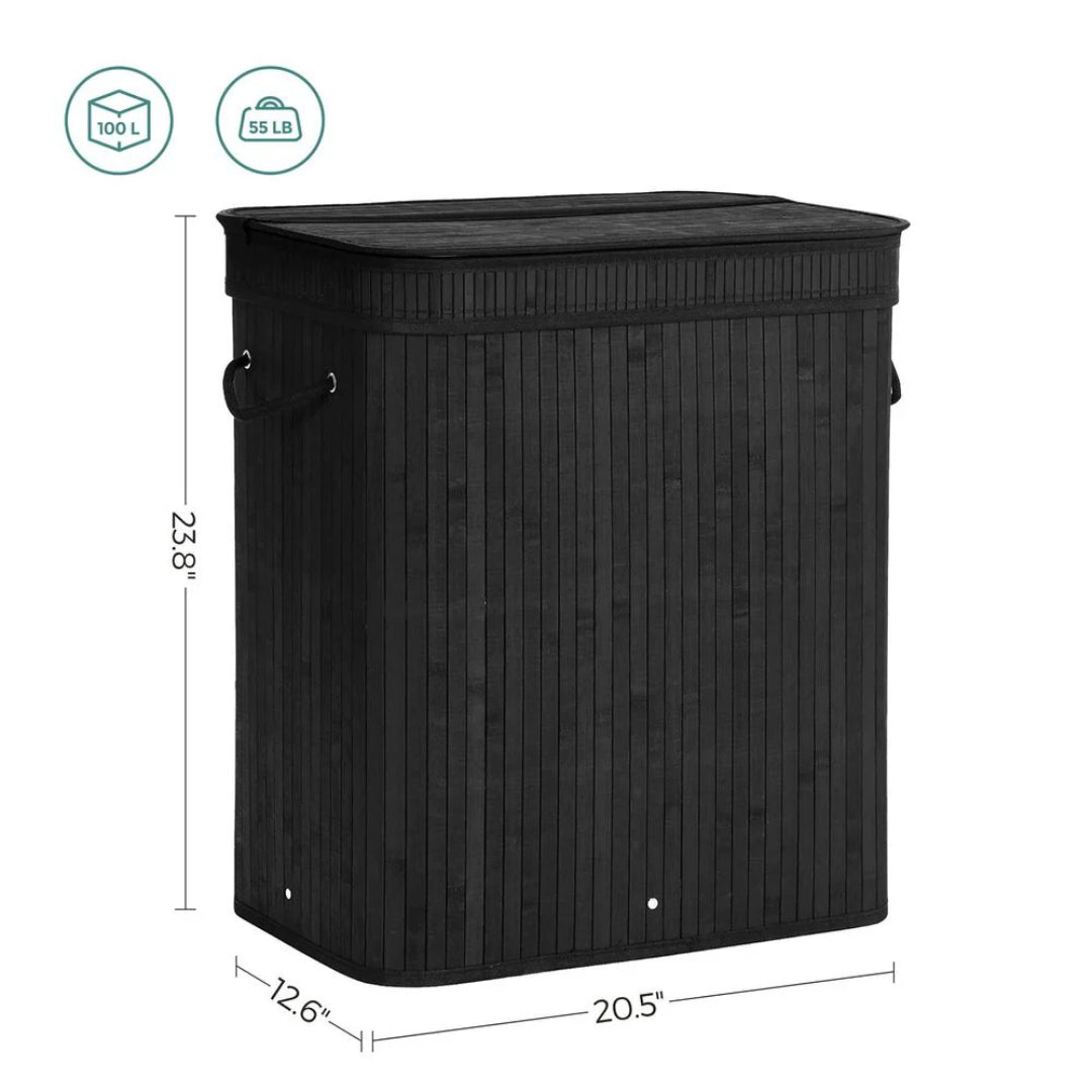 Laundry Hamper With Lid 26.4 Gallon Bamboo Basket 24in High – product view 8 | Ridgefield Furniture