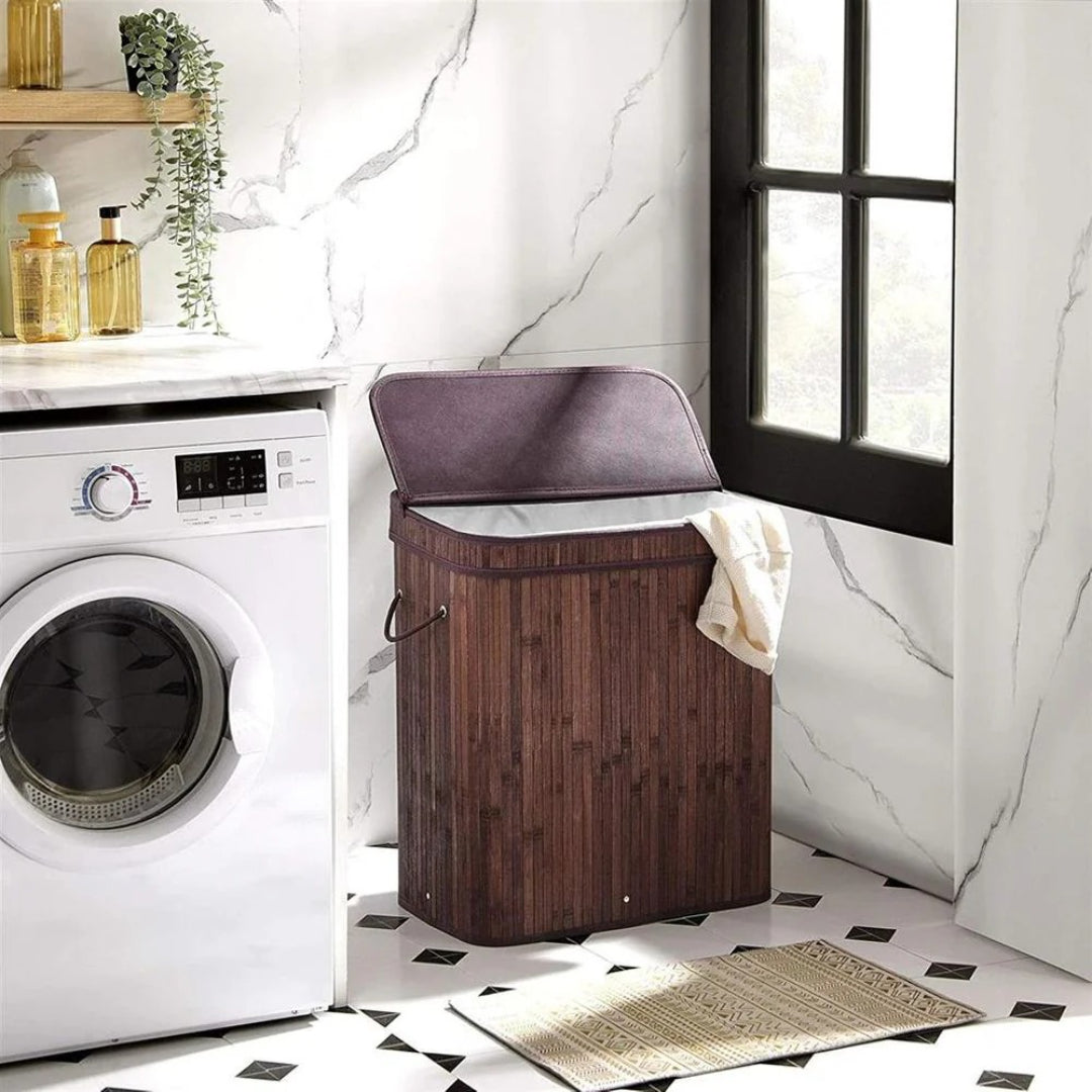 Laundry Hamper With Lid 26.4 Gallon Bamboo Basket 24in High – product view 11 | Ridgefield Furniture