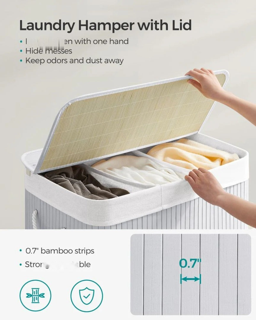 Laundry Hamper With Lid 3 Section 39.6 Gallon Sorter – product view 5 | Ridgefield Furniture