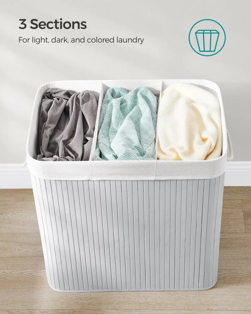 Laundry Hamper With Lid 3 Section 39.6 Gallon Sorter – product view 7 | Ridgefield Furniture