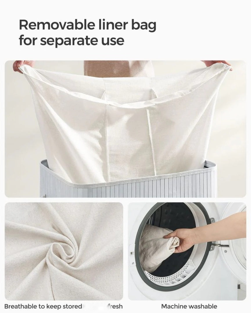 Laundry Hamper With Lid 3 Section 39.6 Gallon Sorter – product view 9 | Ridgefield Furniture