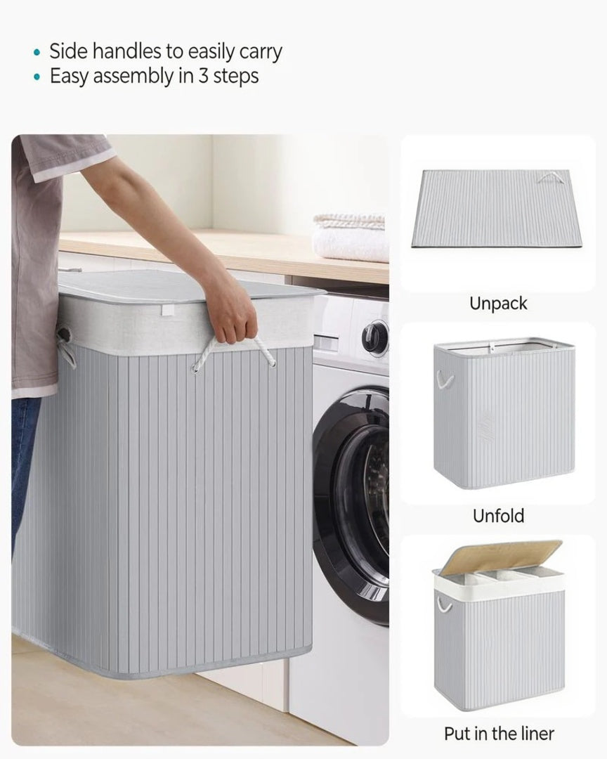 Laundry Hamper With Lid 3 Section 39.6 Gallon Sorter – product view 10 | Ridgefield Furniture