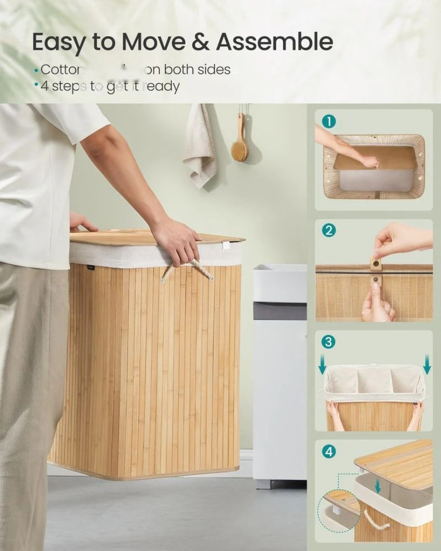 Laundry Hamper With Lid 3 Section 39.6 Gallon Sorter – product view 13 | Ridgefield Furniture
