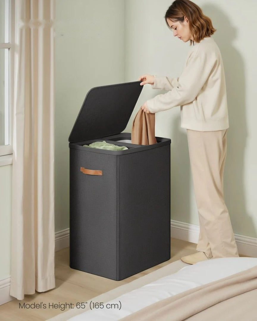Laundry Hamper With Lid 44.9 Gallon 2 Compartment Sorter – product view 4 | Ridgefield Furniture