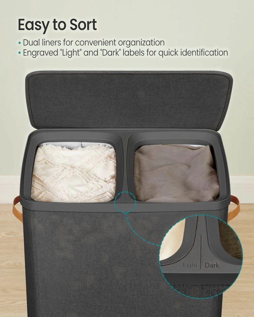 Laundry Hamper With Lid 44.9 Gallon 2 Compartment Sorter – product view 5 | Ridgefield Furniture