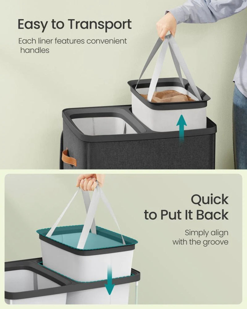 Laundry Hamper With Lid 44.9 Gallon 2 Compartment Sorter – product view 7 | Ridgefield Furniture