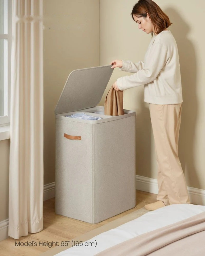 Laundry Hamper With Lid 44.9 Gallon 2 Compartment Sorter – product view 9 | Ridgefield Furniture