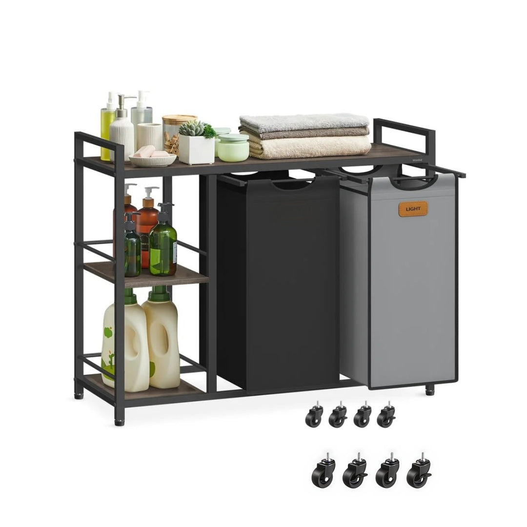 Laundry Hamper With Wheels 2 Compartments 26.4 Gallon Sorter – product view 1 | Ridgefield Furniture