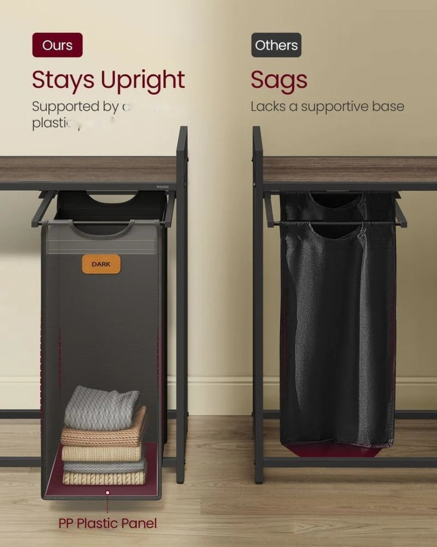 Laundry Hamper With Wheels 2 Compartments 26.4 Gallon Sorter – product view 5 | Ridgefield Furniture