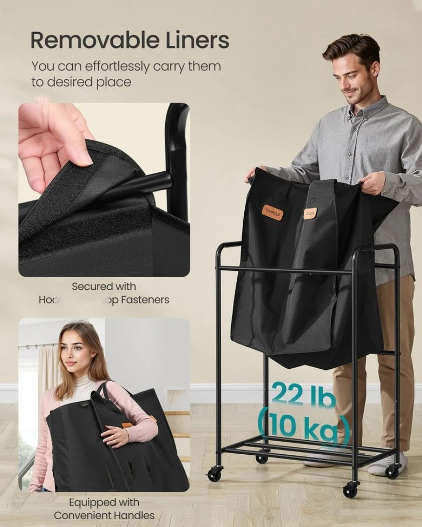 Laundry Hamper With Wheels 2 Section 37 Gallon Sorter – product view 5 | Ridgefield Furniture