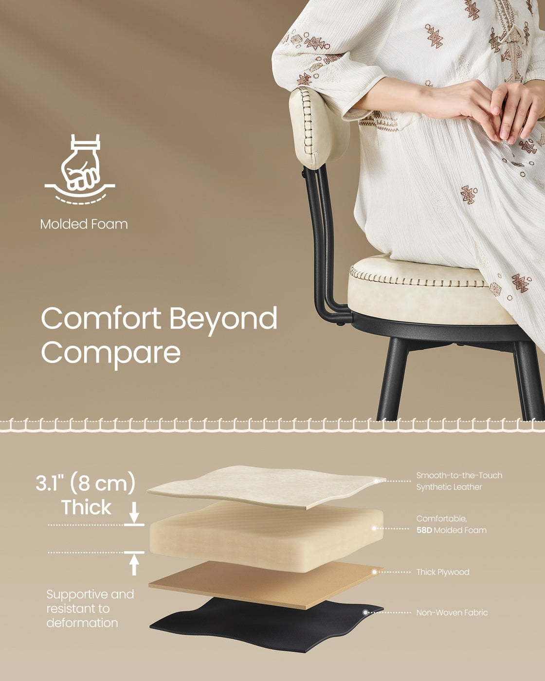 Leather Bar Stools With Backs, 360 Degree Swivel Seat 35.8 Or 39.8 Inch - product photo 80