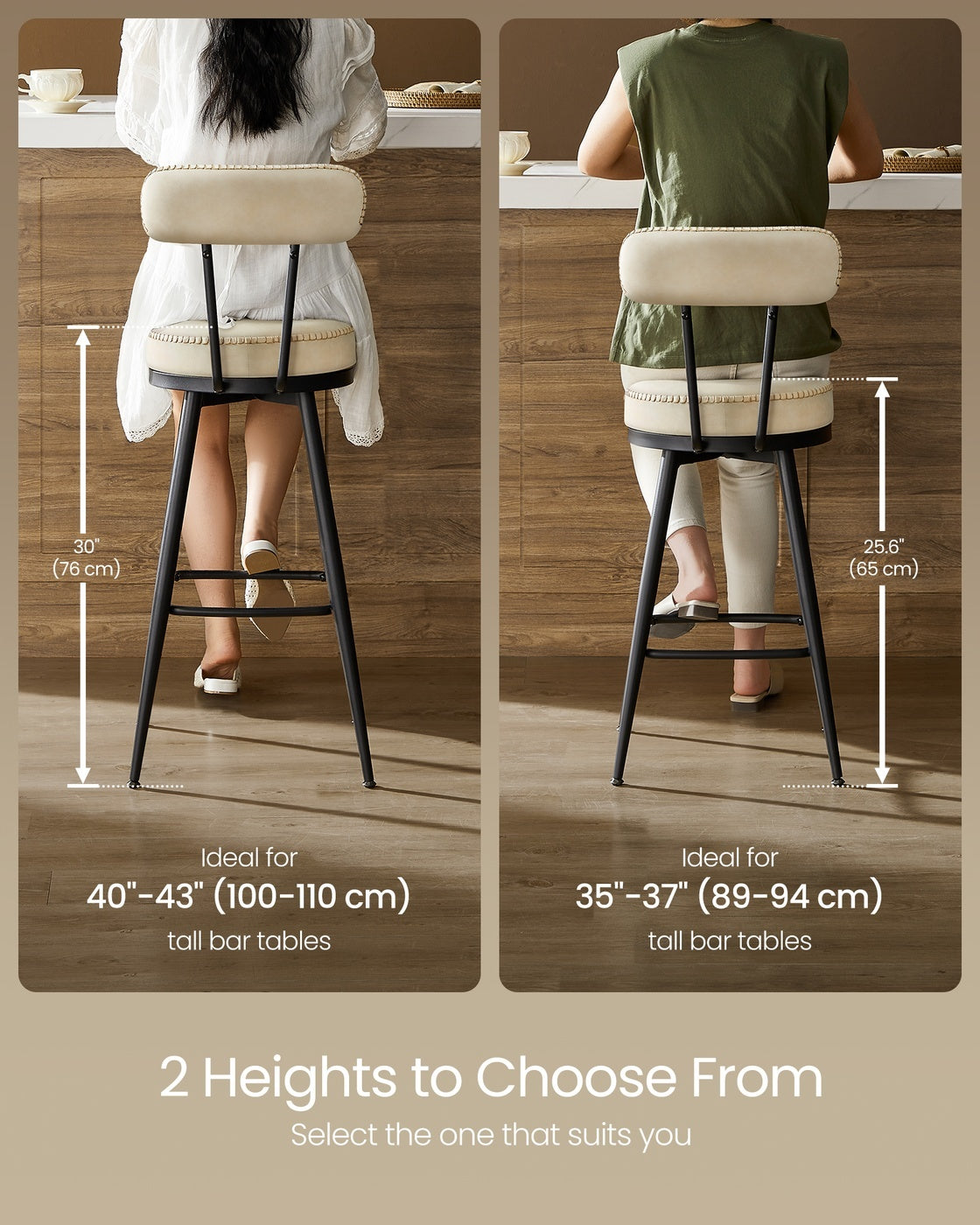 Leather Bar Stools With Backs, 360 Degree Swivel Seat 35.8 Or 39.8 Inch - product photo 83