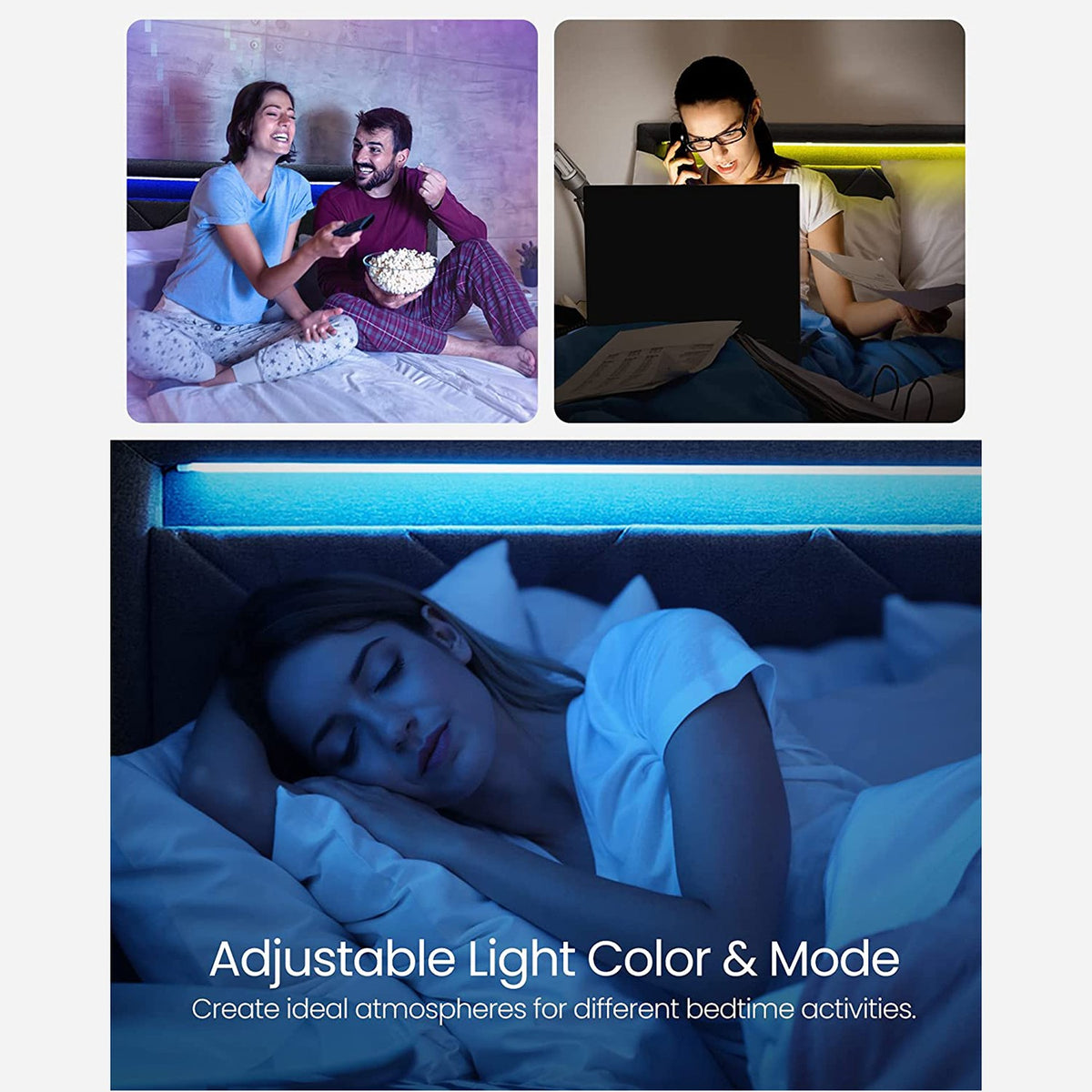 LED Bed Frame Queen Size With Headboard And 4 Drawers - product photo 03
