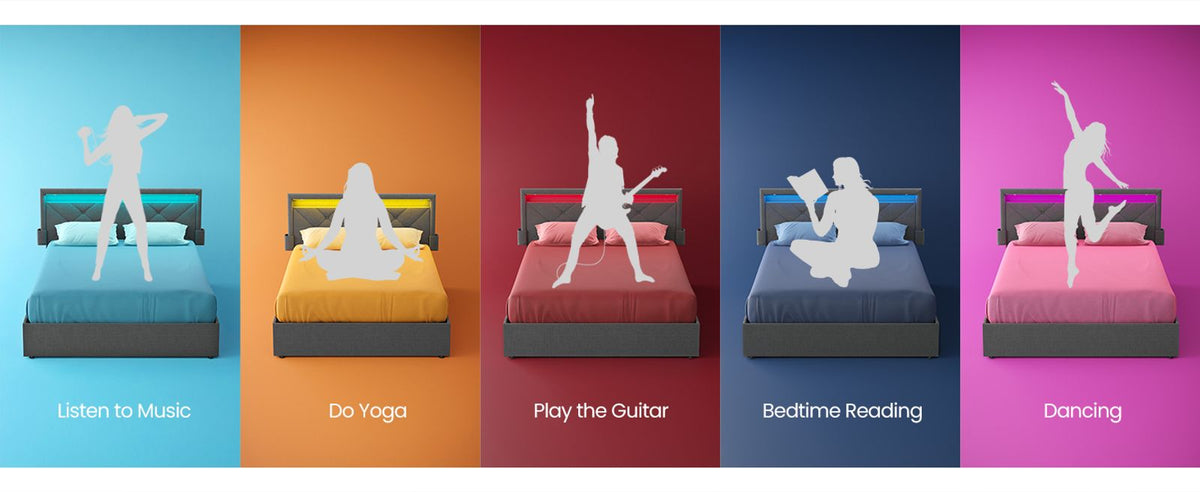 LED Bed Frame Queen Size With Headboard And 4 Drawers - product photo 33