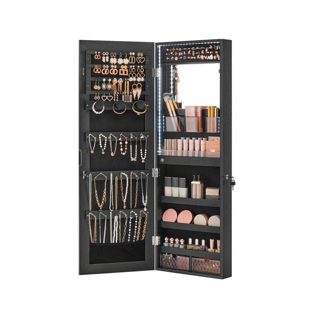 LED Mirror Jewelry Cabinet Armoire Wall Or Door Mounted – product view 2 | Ridgefield Furniture