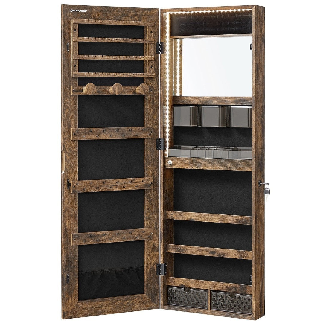 LED Mirror Jewelry Cabinet Armoire Wall Or Door Mounted – product view 3 | Ridgefield Furniture