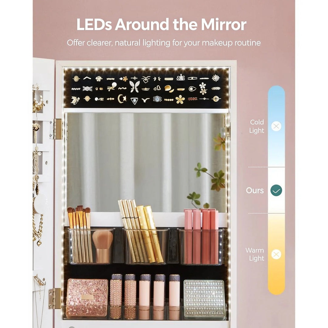 LED Mirror Jewelry Cabinet Armoire Wall Or Door Mounted – product view 8 | Ridgefield Furniture