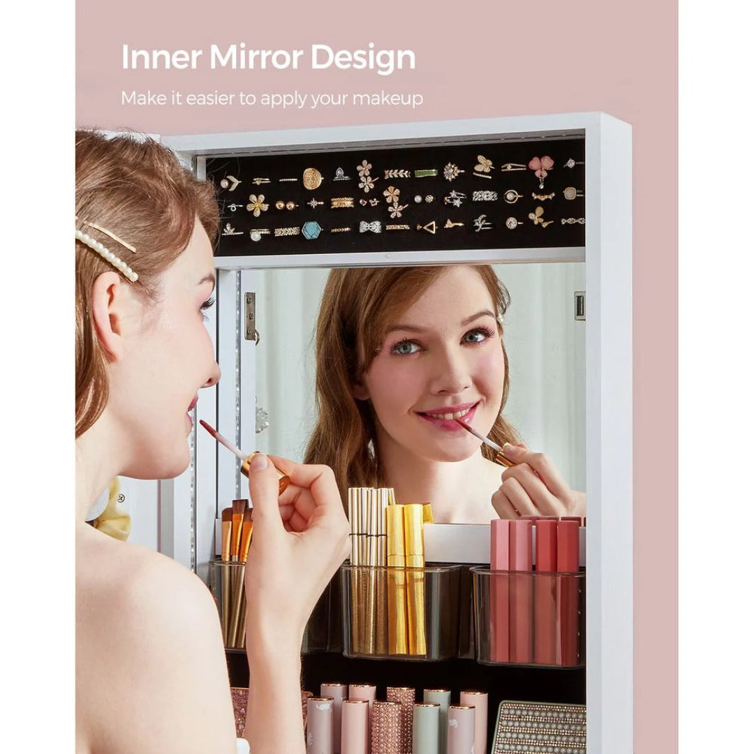 LED Mirror Jewelry Cabinet Armoire Wall Or Door Mounted – product view 10 | Ridgefield Furniture