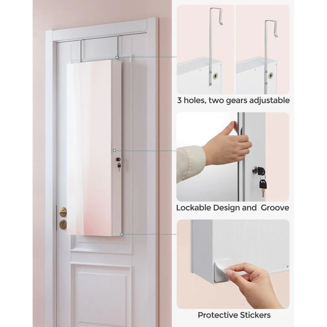 LED Mirror Jewelry Cabinet Armoire Wall Or Door Mounted – product view 11 | Ridgefield Furniture