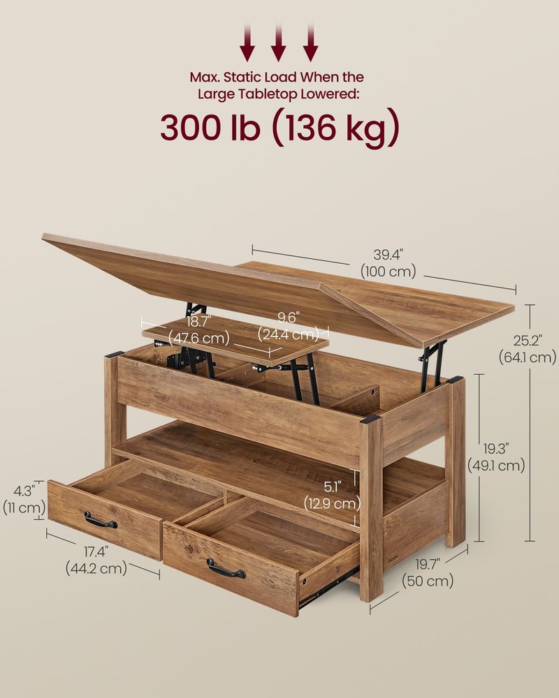 Lift Top Coffee Table, Center Table With Storage - product photo 05