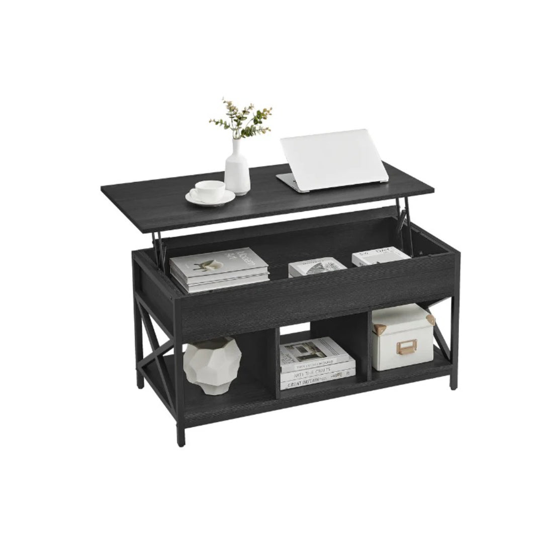Lift Top Coffee Table with Hidden Storage and Open Shelves – product view 2 | Ridgefield Furniture